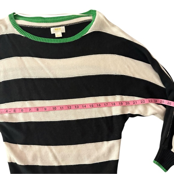 Maeve Anthropologie Striped Boat Neck Sweater Black Cream Green Size Medium - Picture 4 of 7